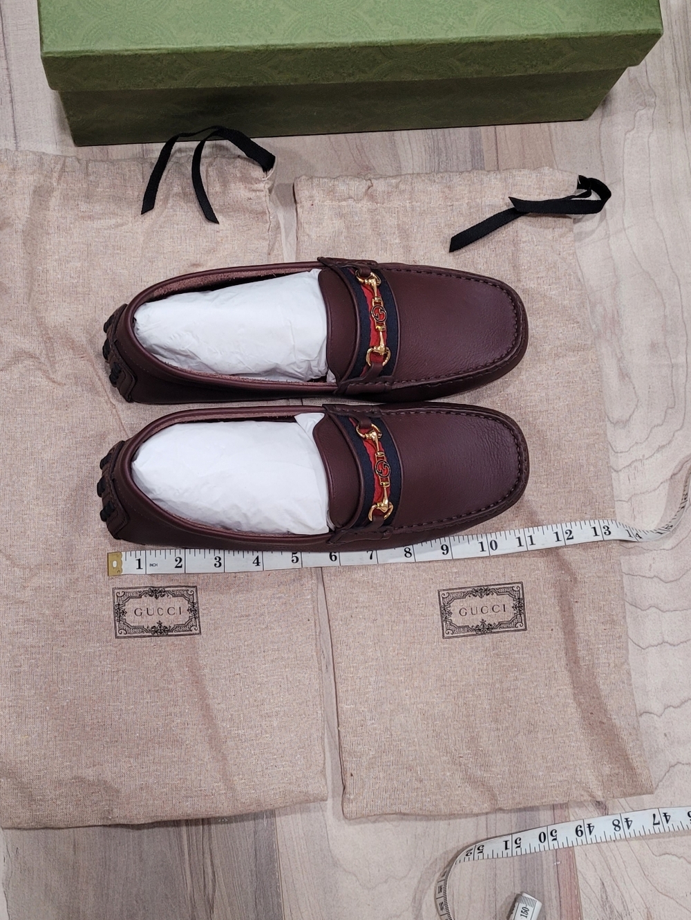 Gucci Brown Leather Horsebit Driving Loafers